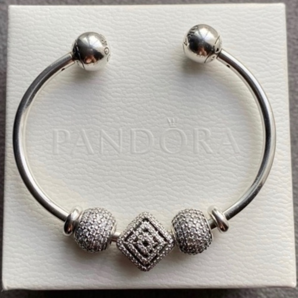 Pandora Open Bangle with 3 charms